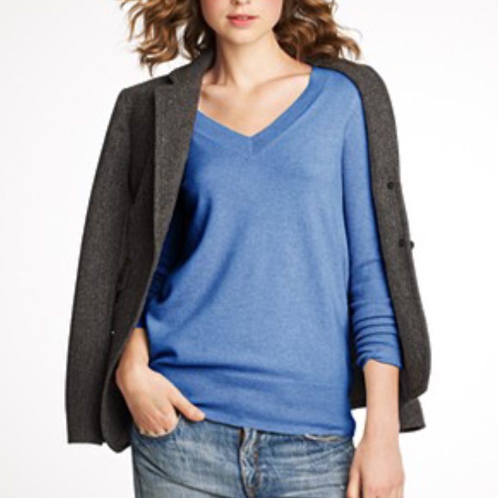 J.Crew Mercantile Cotton V-Neck Sweater Blue Size XXS